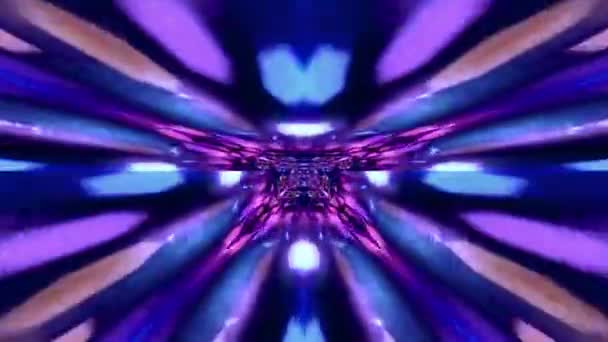 Stream Kaleidoscope Tunnel Sparkling Elements Purple Blue — Video Stock