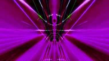 A 3D rendering of lazer elements swinging in the purple abstract space