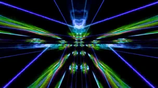 Dynamic Futuristic Animation Geometric Shapes Colorful Glowing Laser Neon Lights — Video Stock