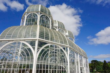 Curitiba 'daki Botanik Bahçesi, Parana Eyaleti, Brezilya. Cam seralar ve bahçeler.