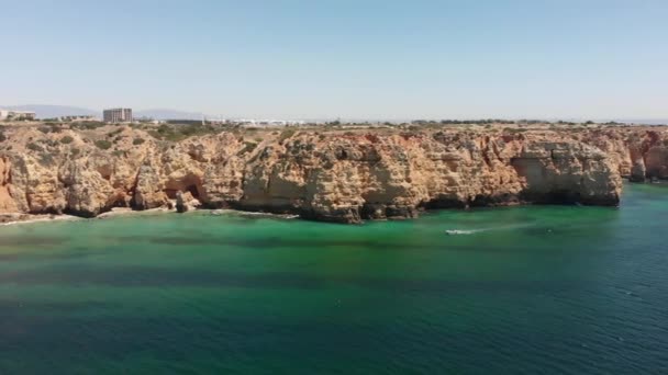 Aerial View Rocky Landscape Ponta Piedade Algarve Region Portugal — Αρχείο Βίντεο