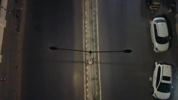 Aerial View Hyperlapse Moving Vehicles Street Night — Vídeo de Stock