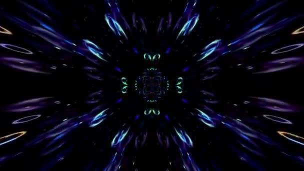 Video Kaleidoscope Tunnel Sparkling Elements Dark Space — Stock video