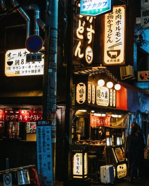 A vertical shot of Showa era cooking shop in Osaka, Japan