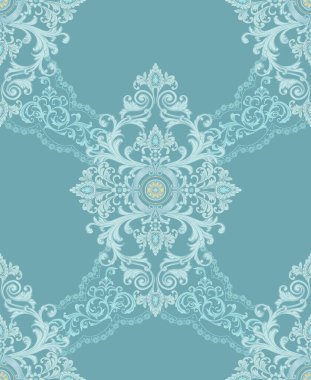 Mavi arkaplanda pürüzsüz bir doğu süslemesi deseni