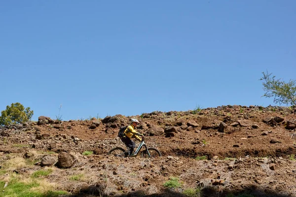 Mountain Biker Cycling West Part Palma Canary Island Spain — Stock Photo, Image