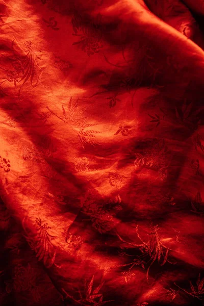 Bright Vibrant Red Silk Shiny Cloth Chinese Made Robe — Stock Photo, Image