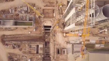 An aerial view of a construction site in a daylight
