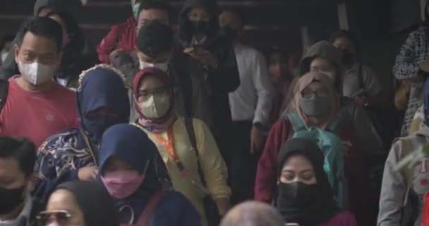 Jakarta Indonesia June 2022 Crowd Asian Business People Medical Face — Vídeo de Stock