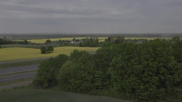 Drone Footage Few Cars Driving Highway Warmian Masurian Voivodeship Poland — ストック動画