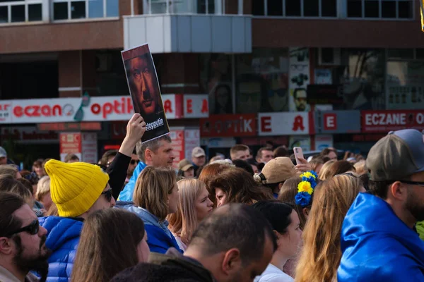 Толпа Протестует Против Вторжения России Украину Кумхуриет Мейдани Турция — стоковое фото