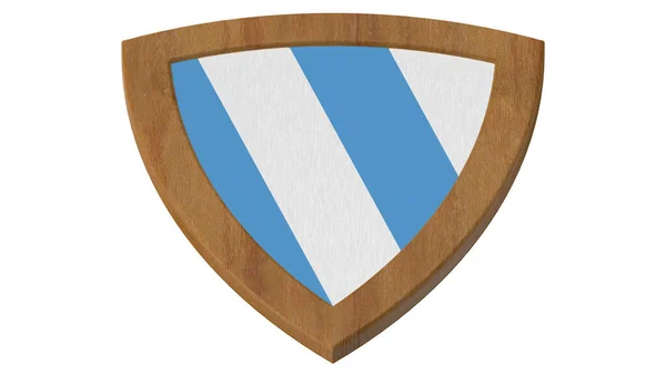 Wood Shield Blue White Medieval Render Illustration — Stock Photo, Image