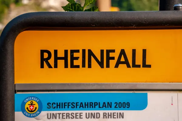 Closeup Shot Signboard Rheinfall Waterfall Schaffhausen Switzerland — 图库照片