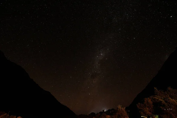 Beautiful Night Landscape Milky Way Salkantay Mountain Peru — 스톡 사진