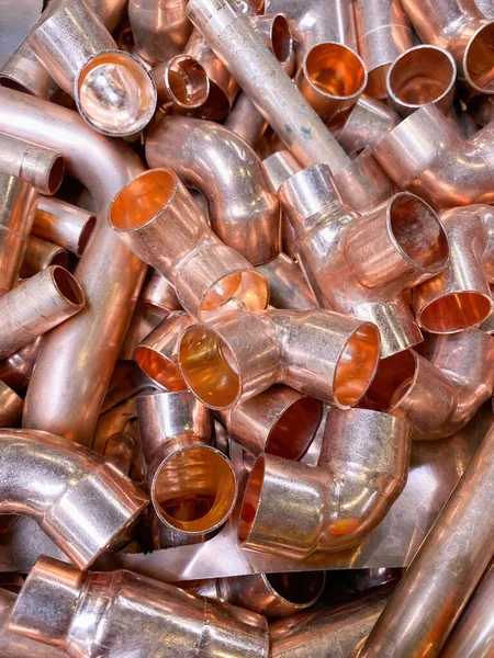 New copper tube fittings used in household water and gas plumbing. High Quality Image.