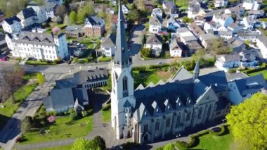 An aerial footage of a Catholic Church