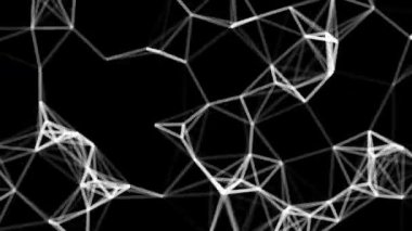 A Geometric shape arising and connecting to each other on a dark background