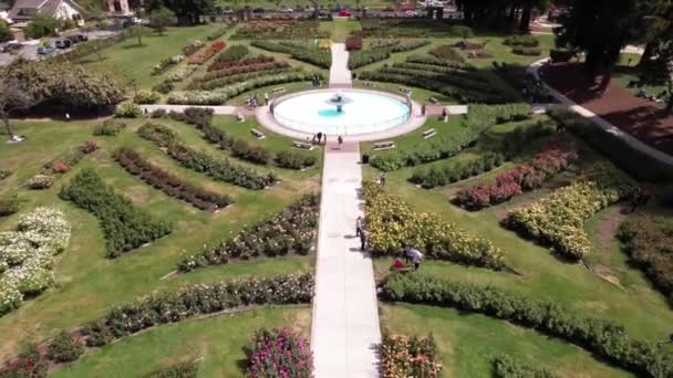 Aerial View Rose Garden Silicon Valley Fountain San Jose California — Vídeo de Stock