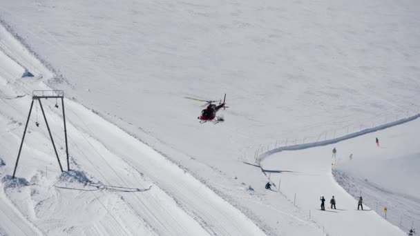 Aerial View Helicopter Air Zermatt Flying Ski Resort Daytime — Stockvideo