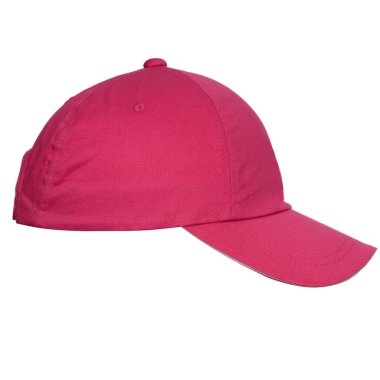 A side shot of a pink baseball sports cap