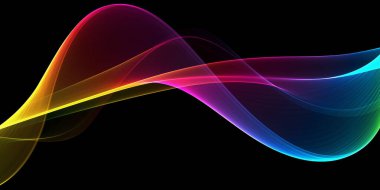 Soyut dalgalı çizgiler. Renkli dinamik dalga. Müzik, parti, teknoloji ve modern konsept için tasarım ögesi