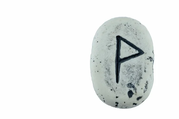 Close Viking Stone Runes Isolated White Background Copy Space Wunjo – stockfoto