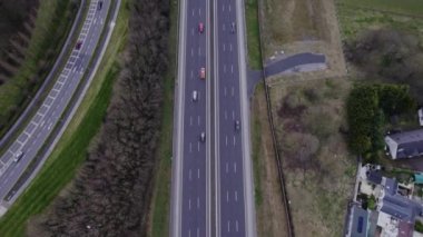 an aerial shot of highway street