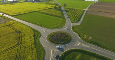 An aerial view of the roundabout with cars surrounded by greenery in Germany