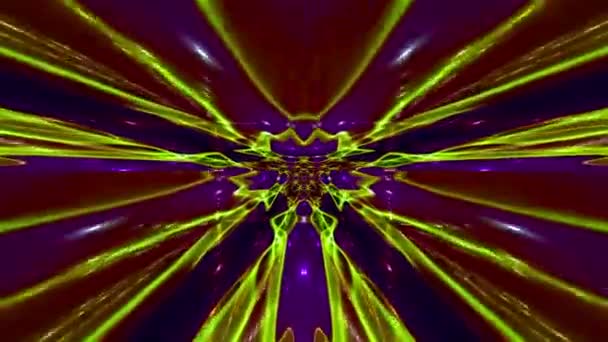 Rendering Violet Yellow Kaleidoscope Rapid Motion Abstract Space — Stock video