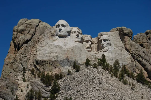 The Mount Rushmore famous peoples faces carved in the rock