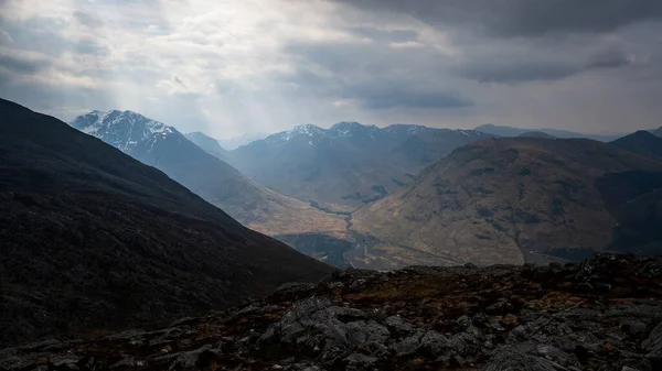 View Bright Clouds Rural Mountains Pap Glencoe Glencoe Scotland — Stock Photo, Image