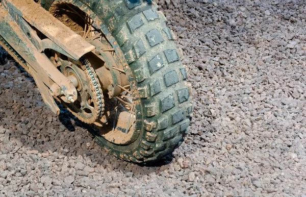 Motorcycle Wheel Gravel Racing — Stock Photo, Image