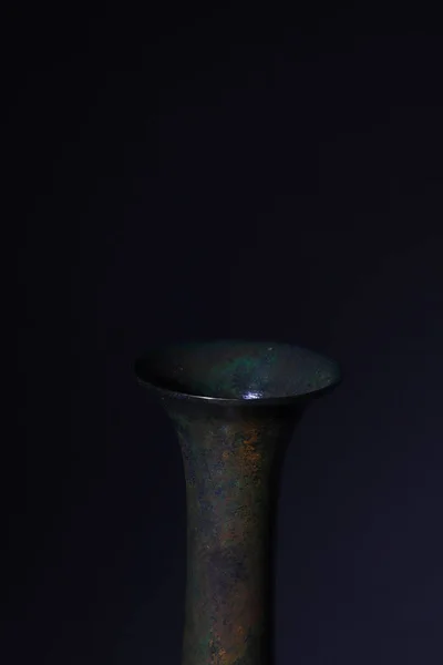 Closeup Old Jar Mouth China Isolated Dark Background — Stock Photo, Image
