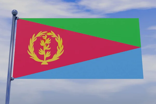 Uma Ilustração Bandeira Eritreia Com Pólo Bandeira Cromada Com Ganchos — Fotografia de Stock