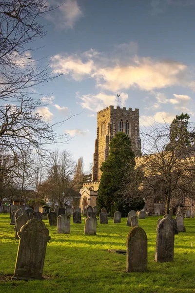 Neots December 31St 2021 Mary Church Tower Grave Yard High — Stock Photo, Image