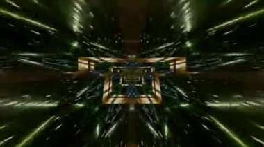 Geometrik şekilli ve yeşil lazer neon ışıklı 3D dinamik geleceksel animasyon