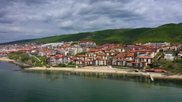 Vue Aérienne Une Station Balnéaire Vlas Sur Mer Noire Bulgarie — Video