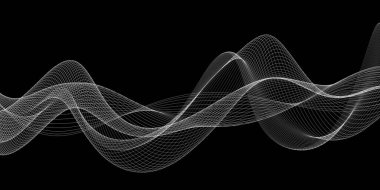 Beautiful Dark Abstract Black And White Grid Wave Design