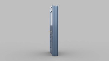 Yaratıcı metal kapı çizimi açık, kapalı kapı, girişi gerçekçi kılacak 3D illüstrasyon arka planda izole