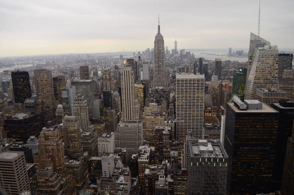 Egy Légi Felvétel Komor New York Városról Empire State Building — Stock Fotó