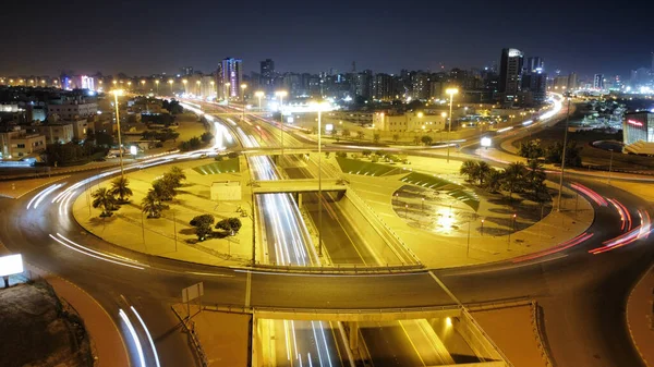 Long Exposure Shot Kuwait Towers Square Night Lights City — Stock Photo, Image