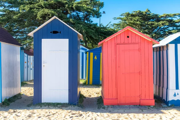 Cabine Legno Sull Isola Oleron Francia Capanne Colorate — Foto Stock