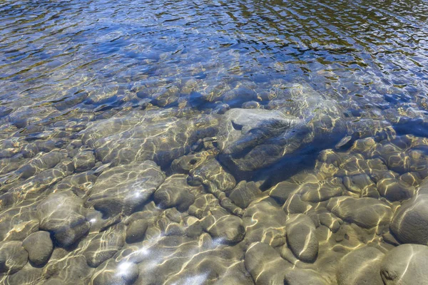 Bel Colpo Rocce Pietre Sott Acqua Con Riflesso Della Luce — Foto Stock