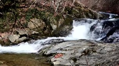 Kuzey Makedonya 'daki Osogovo dağında küçük bir şelale