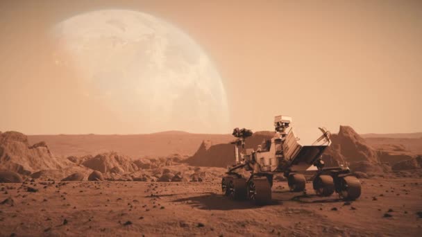 Footage Nasa Mars Rover Traveling Surface Mars Earth — Stock videók
