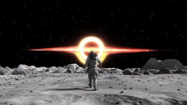 Footage Brave Astronaut Space Confidently Walking Supermassive Black Hole — Stock videók