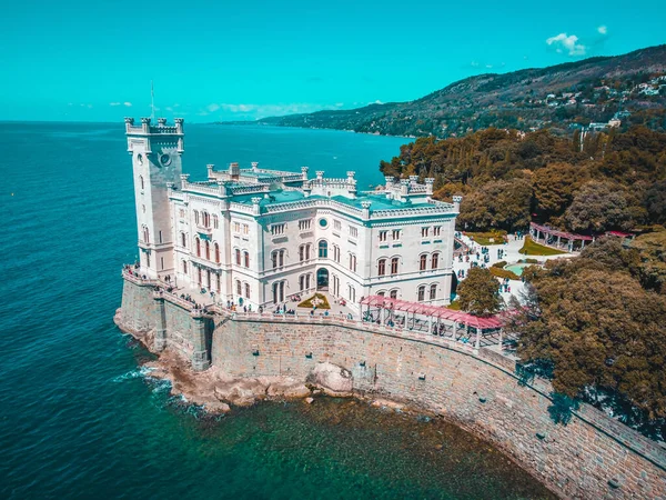 Charming Aerial View Majestic Miramare Castle Trieste Italy — Stock Photo, Image