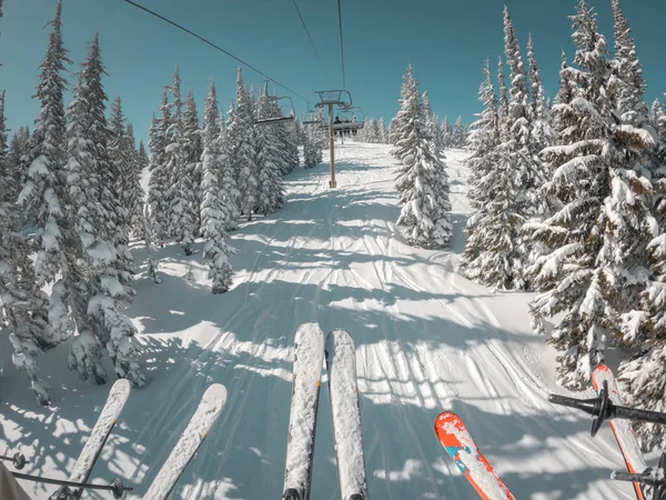 Vue Panoramique Une Station Ski White Pass Depuis Câble — Photo