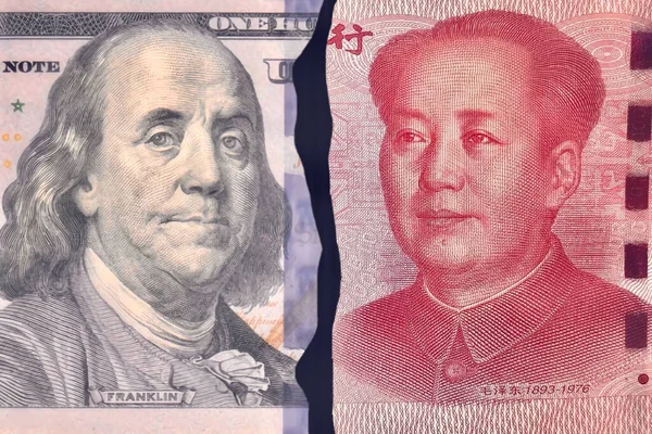 100 Dolar 100 Yuan Çin Rmb Parası Çatlak Arka Plan — Stok fotoğraf