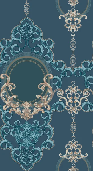 Vertical Seamless Oriental Ornament Pattern Blue Background — Stock Fotó